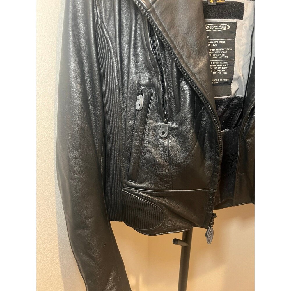 Harley Davidson FXRG Heavyweight Leather Padded Jacket Black Coat Women’s M - Picture 3 of 7